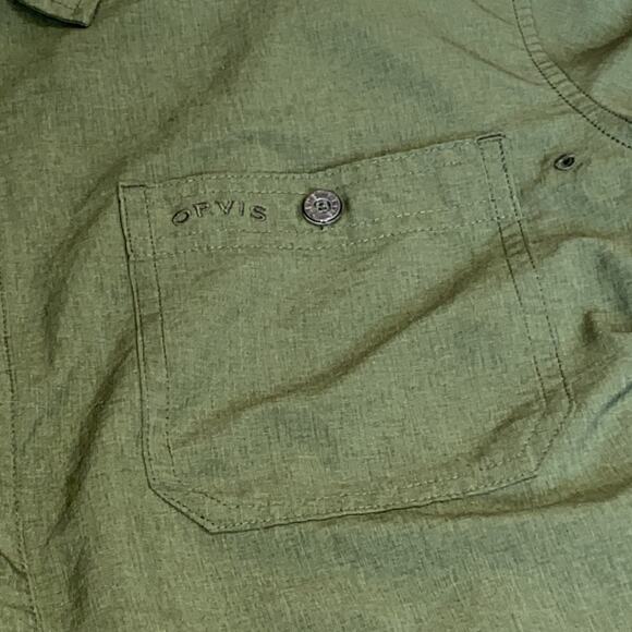 Orvis Men Medium Relaxed Fit Quick-Dry Short Sleeve Woven Shirt, Green - Picture 2 of 8